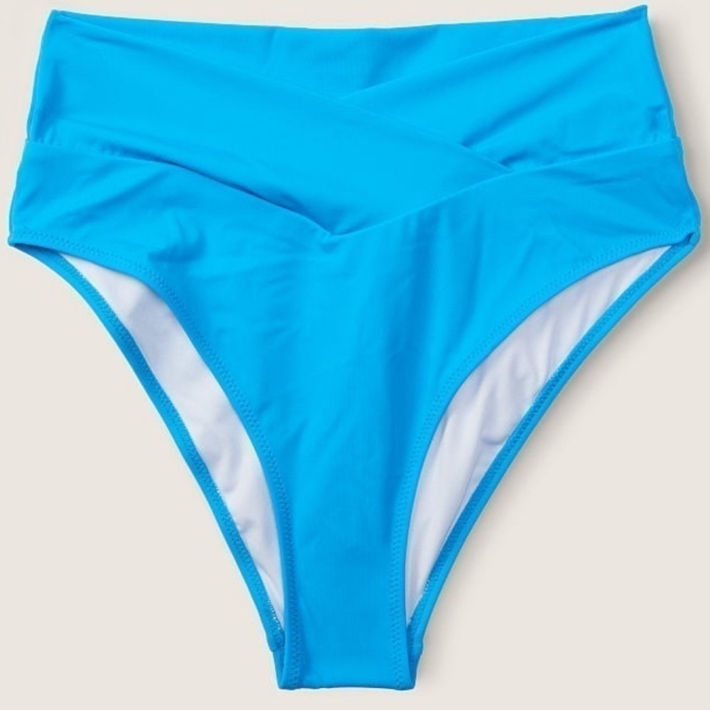 Marine blue size medium V Crossover‎ High-Waist Bikini Bottom